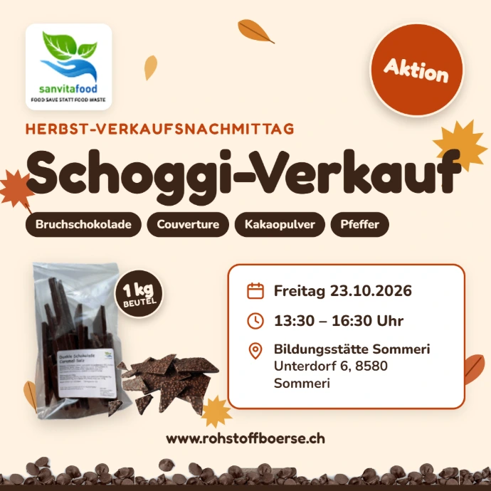 Herbstverkauf von Bruchschokoladen und anderen Lebensmittel