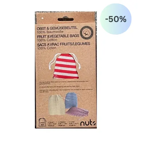 Obst und Gemüsebeutel 3er Set Streifen (Nuts)